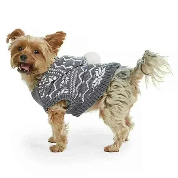 Dog Sweater NWT Chenille Hoodie Fair Isle Sweater size Large - Picture 2 of 9